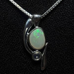 Solitaire Australian Coober Pedy Opal Necklace